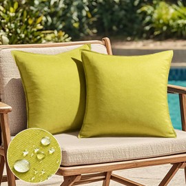 EMEMA Decorative Outdoor Waterproof Throw Pillow Covers Farmhouse Broadside Pillowcase Soft Outside Classic Cushion Cases for Patio Furniture Garden Sofa Set of 2 20x20 Inch Moss Green