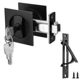 Malimali Pocket Door Lock with Key and Edge Pull Set, Pocket Door Hardware Square Door Lock for Privacy Sliding Door Bifold Door Locks Pocket Door Pull Handles Replacement (Matte Black)