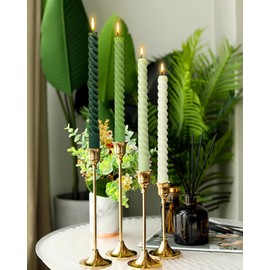 10 Inch Spiral Taper Candles for Home Decoration, 4 Pack Green-Gradient Candlesticks for Dinner Party Wedding Holiday Spring - Green Series