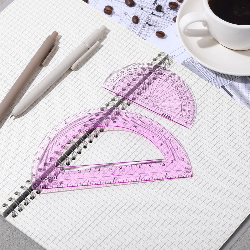 EBOOT 2 Pcs Plastic Protractor Clear 180 Degrees Transparent Protractor