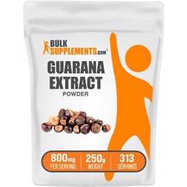 BulkSupplements.com Guarana Extract Powder - Natural Caffeine Supplement, from Guarana Seed, Guarana Powder - Gluten Free, 800mg per Serving, 250g (8.8 oz) (Pack of 1)