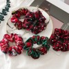 5Pcs Christmas Hair Scrunchies, Green Red Xmas Hair Bobbles, Elastic