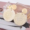 Lightweight Rattan Statement Earrings for Women,Geometric Tassel Woven Boho Earrings