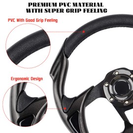 MOSNAI Golf Cart Steering Wheel Fit Club Car EZGO Yamaha Golf Carts Cool Racing Style EZGO Steering Wheel (Black)