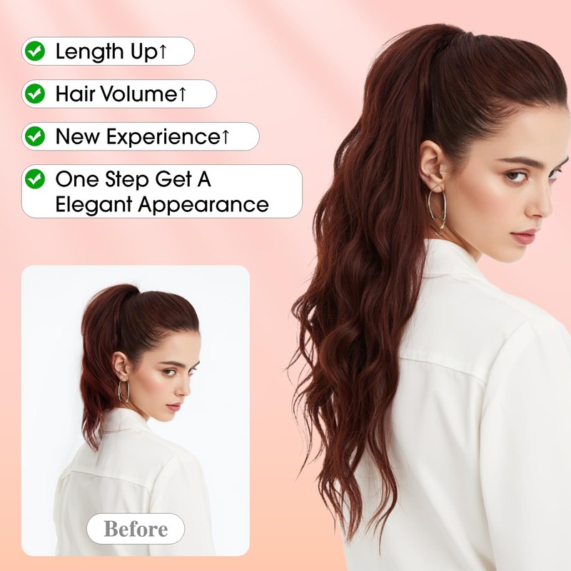 Benehair Claw Clip in Ponytail Hair Extensions 24 Inches Long