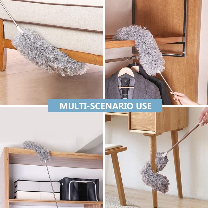 Microfiber Duster with Extension Pole(Stainless Steel) 30 to 100'', with