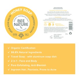 Bee Nature - Exfoliating Soap with Soap Dish - Face and Body + Exfoliating Glove - 100g