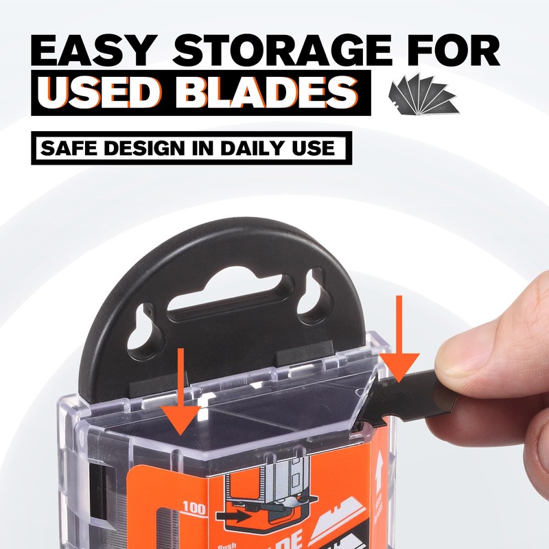 M MEEPO 100-Pack Utility Knife Blades, 5X Sharper Blackened SK-2