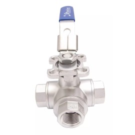 DuraChoice 1/2" Stainless Steel (316) 3-Way Ball Valve - T Port, With Mounting Pad 1,000PSI