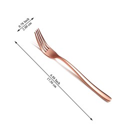 Evanda Rose Gold Dinner Forks Set of 12 Pieces, 17.8cm Titanium Copper Plating Stainless Steel Table Forks Cutlery Set for Home, Restaurant, Hotel, Dishwasher Safe