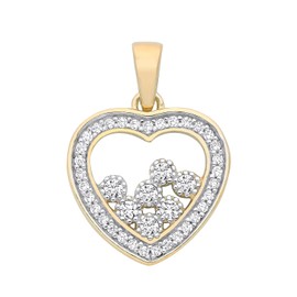 Old English Jewellers 9ct Yellow Gold on Silver Floating CZ Heart Pendant Necklace 16 18 20 inch chain (0)