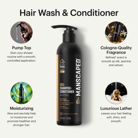 MANSCAPED® 2 In 1 Shampoo & Conditioner, UltraPremium Formula Infused with Sea Kelp, Coconut Water, Aloe for Nourishing and Hydrating Hair (16 oz Aluminum Bottle)