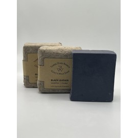 Three Dubs Ranch Black Leather: Handmade All-Natural, Goat Milk Soap Bars made with Tallow, For Hands & Body. Leather scented Soap Bars. Made in Texas. (3.5 oz Bar 3 Pack)