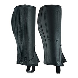LuxHide Unisex Adult Leather Half Chaps Black and Brown (Black, M)