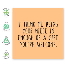 CENTRAL 23 Funny Greeting Cards for Uncle Aunt - 'Me Being Your Niece' - Fathers Day Card for Him, Men, Family - Uncle Birthday Card - Hilarious Jokes - Comes with Fun Stickers