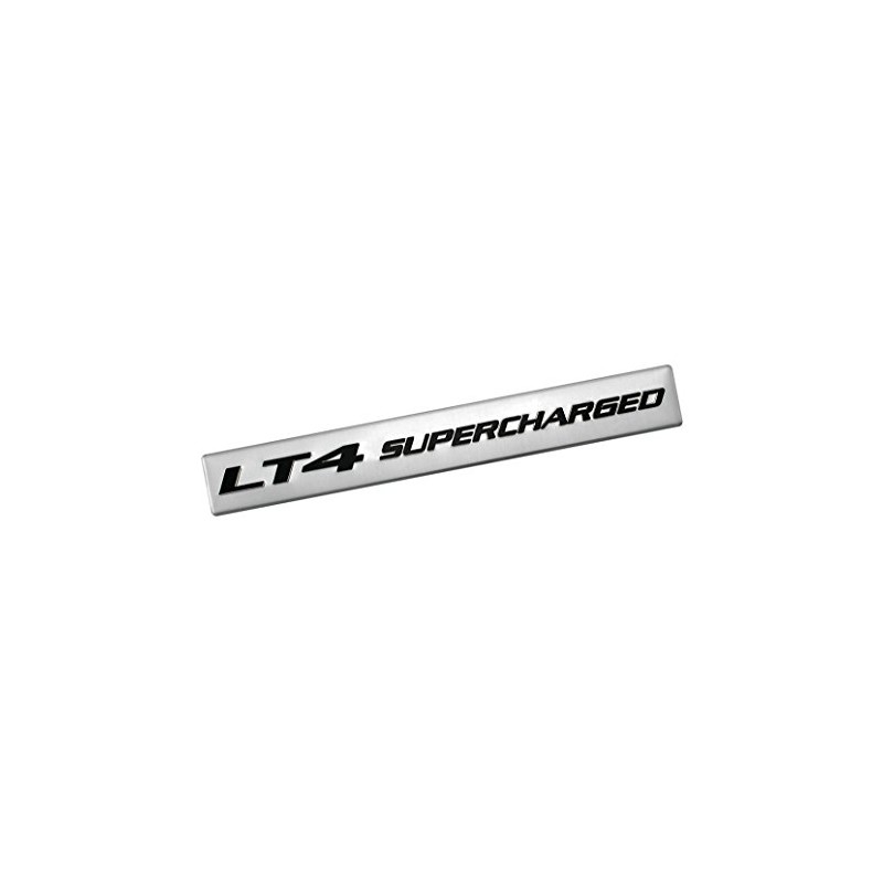 LT4 Supercharged Black on Silver Highly Polished Real Aluminum Emblem