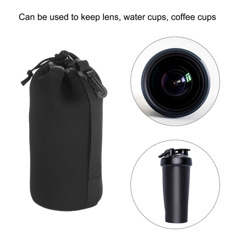 PATIKIL Camera Lens Bag 9x25cm Drawstring Lens Pouch with Thick
