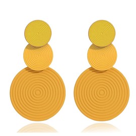 Dreuyet Candy Color Retro 80s Neon Earrings for Women Fashion Bohemia Round Disc Dangle Drop Earrings Charm Lightweight Geometric Round Statement Earrings for 80S Costume Dancing Party Accessory (yellow)