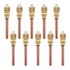 DXNQ 10 PCS Service Access Valve, 1/4" SAE×1/4" OD×2.95" Stem Brass and Copper Air Conditioner Service Valve, HVAC Access Valve for Home Refrigeration Repair, Car Accessories