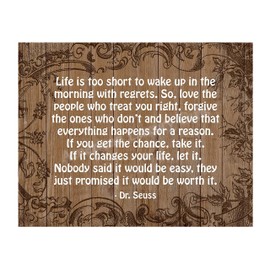 "Life Is Too Short" Dr. Seuss Quote Wall Art Print - 14x11" Inspirational Print For Home Decor, Office Decor, Kids Bedroom Decor & School Wall Decor! Unframed