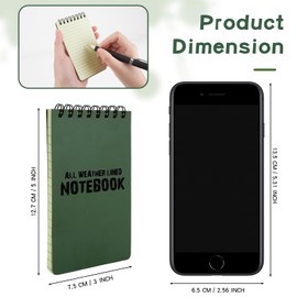 CUGBO 10 Pack Waterproof Notebook, All-Weather Pocket Sized Tactical Notepad, Top Spiral Memo Grid Paper Notepad for Outdoor Activities Recording(Army Green, 3"x5")