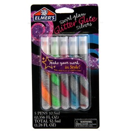 Elmer's Swirl Glam Glitter Glue, 0.36 Oz. Each, Pack of 5 Color Tubes, Multicolored Silvers (E328)