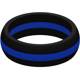 SayitBands Thin Blue Line Silicone Ring Size 13