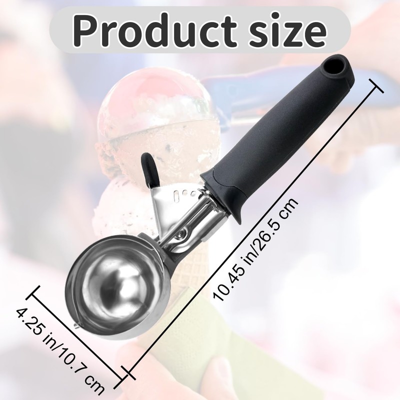Ice Cream Scoop with Trigger - Stainless Steel Scooper for