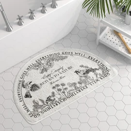 vctops Half Circle Bathroom Rugs Floral Print Soft Absorbent Microfiber Bath Rugs Non Slip Quick Dry Bath Mats for Bathroom Floor, Tub and Shower, Home Decor Accessories (Half Round Floral C,16"x24")
