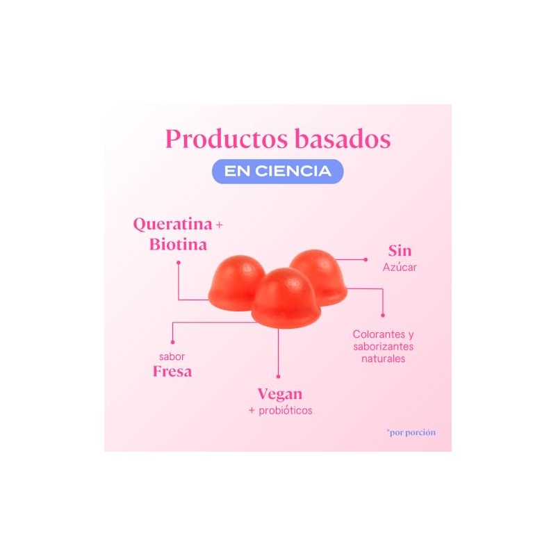 Fit Gomitas Biotina Queratina Piezas Sabor Fresa Suplemento Alimenticio Inulina