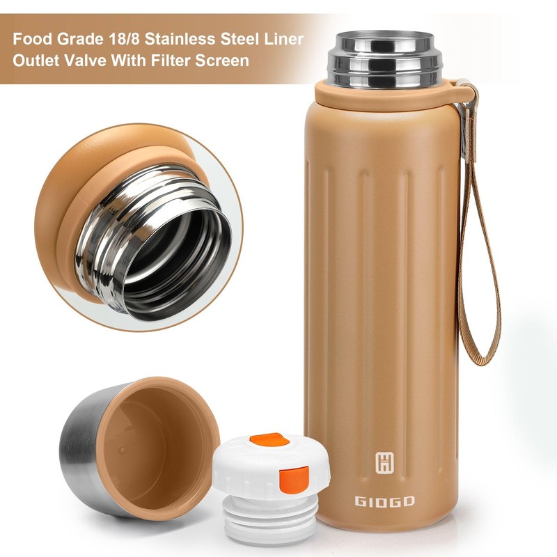 Vacuum Insulated Thermo Flasks with Cup 600ml/20.3oz Stainless Steel Thermo