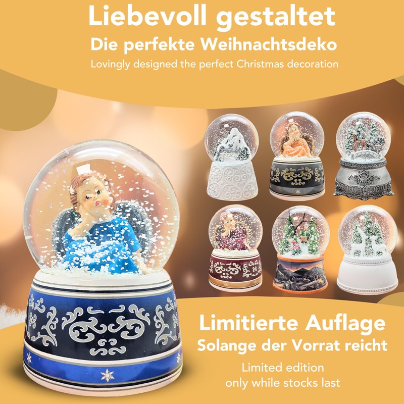 Snow Globe Christmas Music Box | Angel Blue Dreamy |