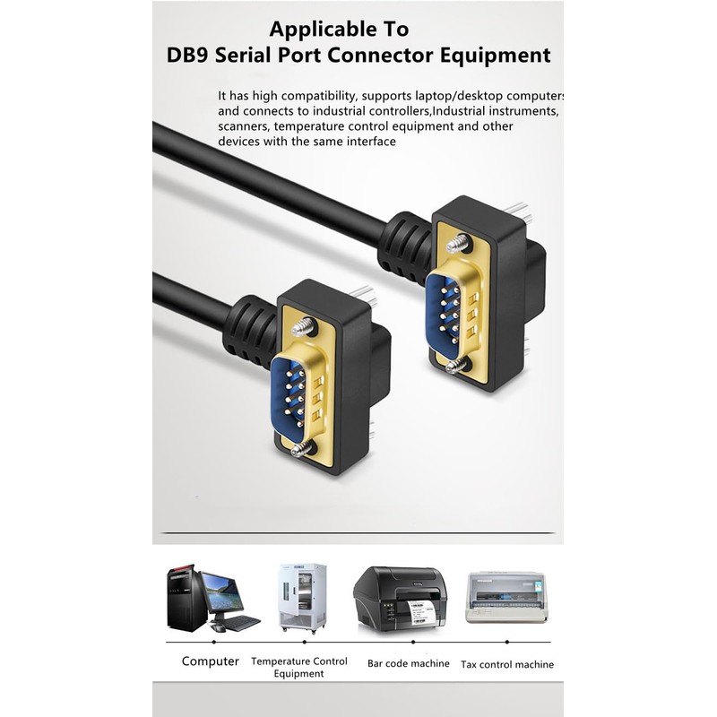 GXMRHWY DB9 RS232 Serial Port Cable Down Right Angle Male