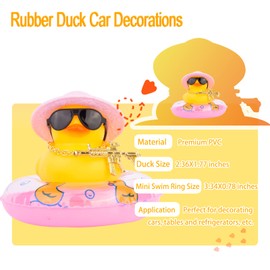 MuMyer Cowboy Duck Car Dashboard Decorations Rubber Duck Car Ornaments with Cool Accessories Mini Swim Ring Sun Hat Sunglasses Scarf or Necklace for Car Dashboard Decoration Accessories