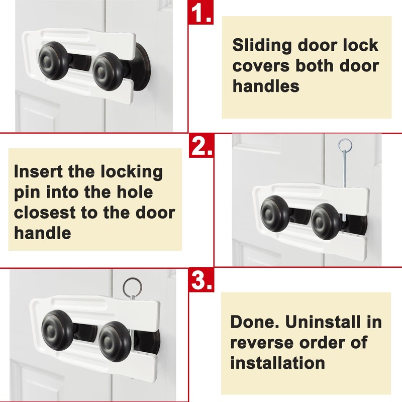 French Door Lock Childproof | Adjustable Double Door Reinforcement Lock