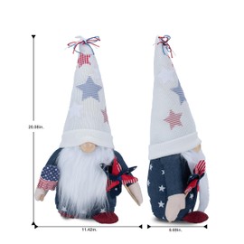 Rae Dunn Americana 4th of July Gnomes – White Gnome with Starred Hat, USA Popsicle & Pinwheel – Americana Decor – Gnome Gifts – 4th of July Decorations for Home