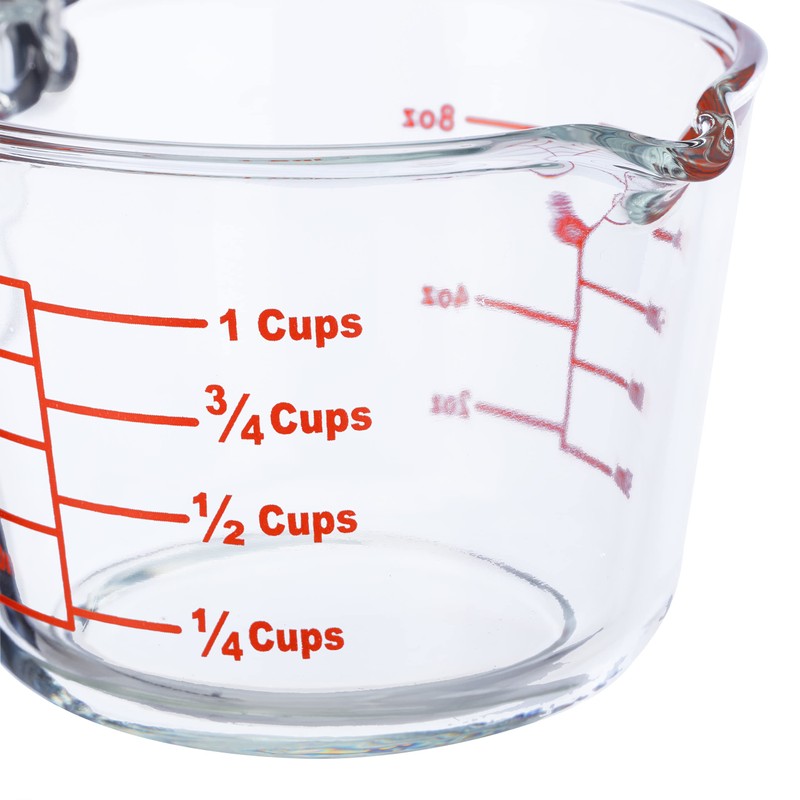 Relaxdays Messbecher Glas, 250 ml, hitzebeständig, mikrowellengeeignet, Skala in Milliliter,