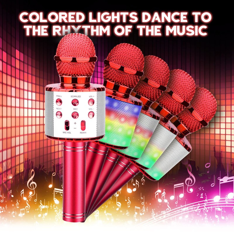 ShinePick Karaoke Microphone, Wireless Bluetooth Microphone Children, Portable 4-in-1 Sing