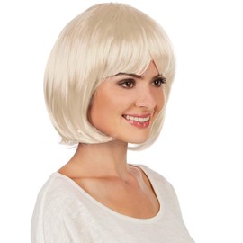 dressforfun Bob Wig, Great Haircut with Fringe, Can be Combined with Many Costumes, Various Colours (Blonde, No. 303648)