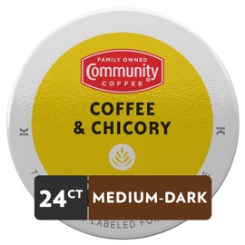 Community Coffee & Chicory 24 Count Coffee Pods, Medium-Dark Roast, Compatible with Keurig 2.0 K-Cup Brewers, 24 Count (Pack of 1)