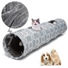 LUCKITTY Geometric Straight Cat Tunnel with Plush Inside,Cats Toys Collapsible