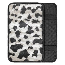Finagallathe Cow Print Center Console Cover Animal Print Armrest Cover for Car Auto Breathable & Cool Center Console Pad Decorative Cars Interior Accessories for Women Men