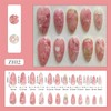 AstraGlam 24Pcs Pink Flower Press on Nails Medium Almond Fake
