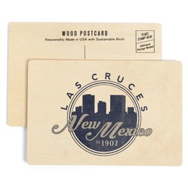 Las Cruces, New Mexico, Skyline Seal (Blue) (4x6 Birch Wood Postcards, 2-Pack Stationary, Rustic Home Wall Decor)