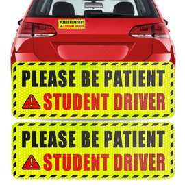 3 Pcs Student Driver Magnets for Car,Please Be Patient Student Driver Sticker Girls and Boys New Student Driver Sticker Safety Warning Signs,High Reflective,Reusable Movable,Set of 3. 3.5" x 9"