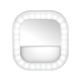 Conair LED Lighted Selfie Ring Light & Mirror, Battery Operated, 1x magnification, White finish