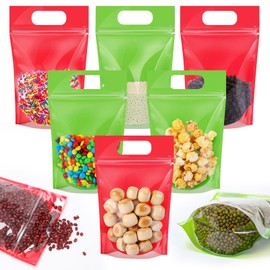 Sinload 120 Pcs Plastic Gift Bag Bulk Resealable Party Goodie Bag with Clear Window Assorted Color Favor Pouch with Handle for Home Birthday Wedding Party Candy Gift Wrapping Supplies Decor (Mixed)