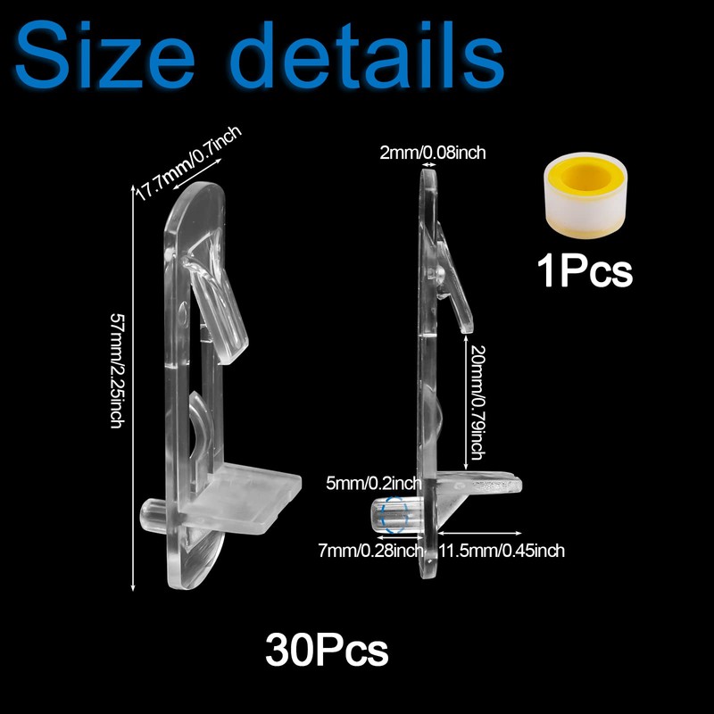 INCREWAY 30 Pack Shelf Support Peg, Clear Plastic Cabinet Shelf