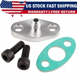 Gearzaar Turbo Oil Feed Line Flange Gasket 4AN 4 AN Fitting Adapter For T3 T4 T04E