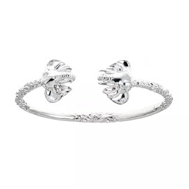 Better Jewelry Solid .925 Sterling Silver West Indian Bangle with Large Elephant Ends, 1 piece